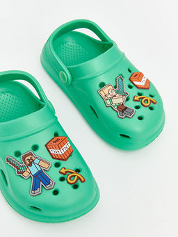 Minecraft Bask?l? Erkek ?ocuk Plaj Sandaleti