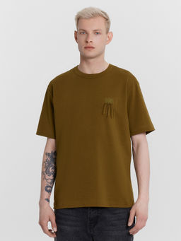 Футболка мужская хаки с вышивкой на груди