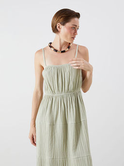 U Yaka B?zg?l? A Kesim M?slin Elbise