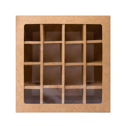 Цена за 2 шт. Коробка для 16 конфет, крафт 17.7×17.7×3.8 см