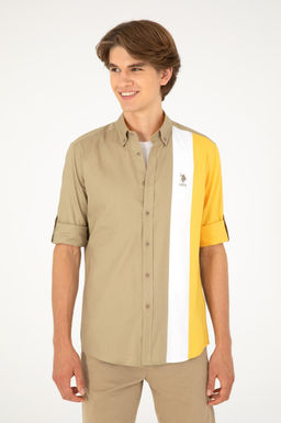 Мужская рубашка цвета хаки с длинным рукавом Неожиданная скидка в корзине