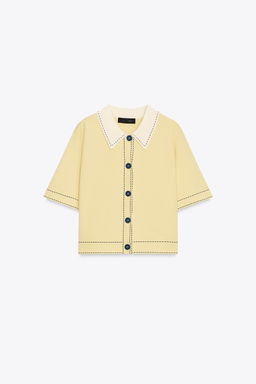 STITCH DETAIL KNIT POLO CARDIGAN - Zara фото 5