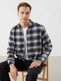 Regular Fit Uzun Kollu Ekose Poplin Erkek G?mlek