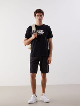 Bisiklet Yaka K?sa Kollu Bask?l? Penye Erkek Ti??rt