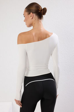 Beyaz Seamless/Dikissiz Uzun Kollu Orme T-Shirt THMSS25TS00004