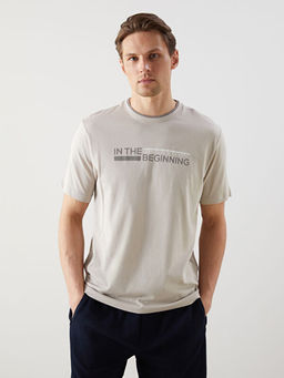 Bisiklet Yaka K?sa Kollu Bask?l? Penye Erkek Ti??rt