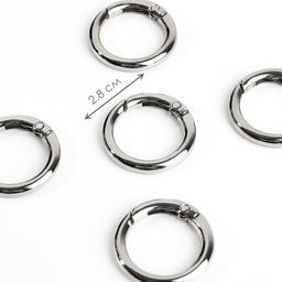 Цена за 100 шт. Кольцо-карабин, d=20/28 мм, толщина - 4 мм, цвет серебряный