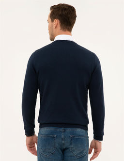 Lacivert Slim Fit V Yaka Basic Triko Kazak - Pierre cardin фото 4