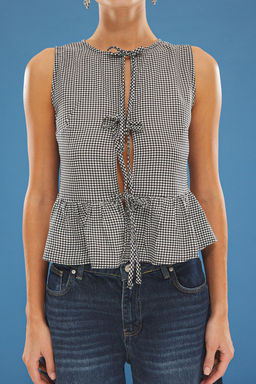 Siyah Potikareli Onu Baglama Detayl? Dokuma Bluz TWOSS25BZ00252 - Trendyolmilla фото 4