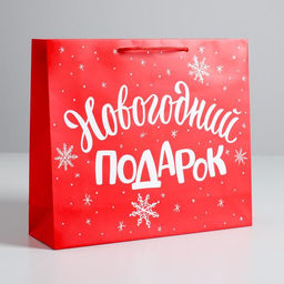Пакет подарочный новогодний ламинированный «Новогодний подарок», M 30×26×9 см