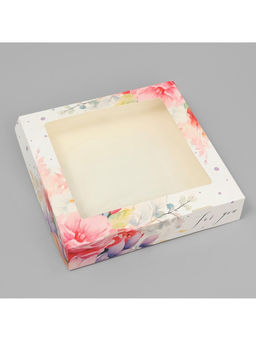 Цена за 5 шт. Кондитерская упаковка, коробка с ламинацией «Цветы», 20×20×4 см