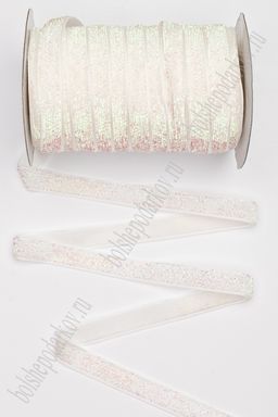 Лента с люрексом 1 см*20 ярд (SF-202) белый хамелеон №28