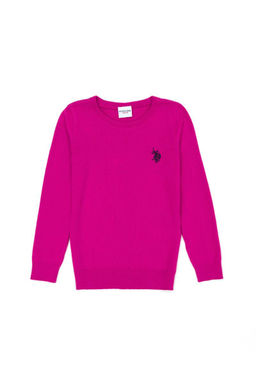 U. S. Polo Assn Фиолетовый базовый свитер с круглым вырезом для девочек - U.s. polo assn фото 4