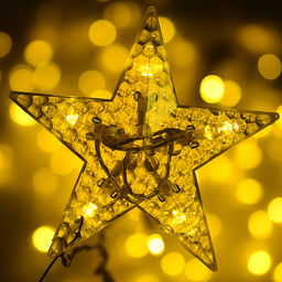 Электрогирлянда-занавес "Звёзды" (6 больших и 6 маленьких пластиковых звёзд), теплый