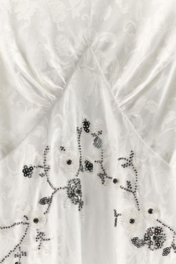 VESTIDO JACQUARD ABALORIOS LENTEJUELAS / crudo-blanco - Zara фото 9