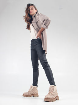 Ботинки 307.PODYUM141 br.Бежевый гучи коричневый/мех