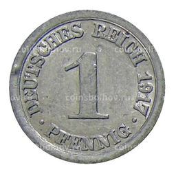 Монета 1 пфенниг 1917 года А Германия