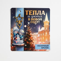 Брелок новогодний для ключей «Тепла и уюта», голография, 3.9×10 см