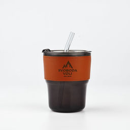 Стакан стеклянный с чехлом и трубочкой «Свобода воли», 400 мл