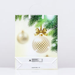 Пакет новогодний «Белый игрушки», мягкий пластик, 42×32 см