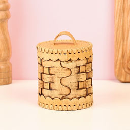 Туес «Велюр», плетеный, банка для хранения, 8×8×12 см, береста