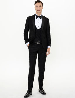 Черный Экс. Slim Fit Жилет Смокинг Костюм Жениха