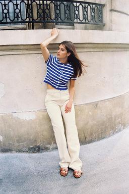 STRIPED KNIT SHORT SLEEVE CARDIGAN - Zara фото 3