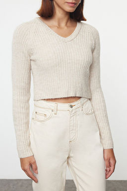 Gul Kurusu Crop Yumusak Dokulu Basic Triko Kazak TWOAW22KZ1453 - Trendyolmilla фото 11