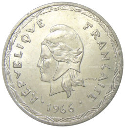100 франков 1966 года Новые Гебриды