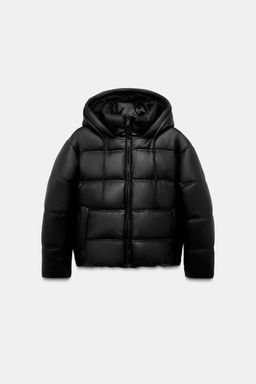 WATER-REPELLENT AND WINDPROOF QUILTED FAUX LEATHER ANORAK - Zara фото 6