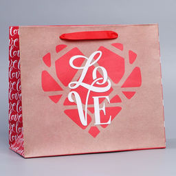 Пакет крафтовый горизонтальный Сердце, ML 23 27 11,5 см