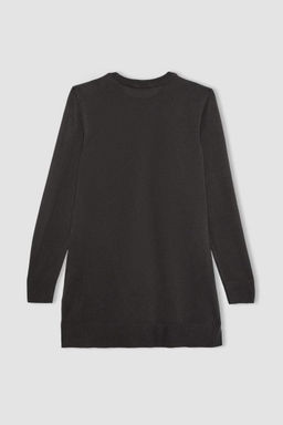 Трикотажный свитер стандартного кроя с круглым вырезом и туникой - Defacto фото 10