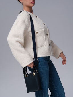 Сумка кожаная кросс-боди Deboro 30347 синий/сафьяно