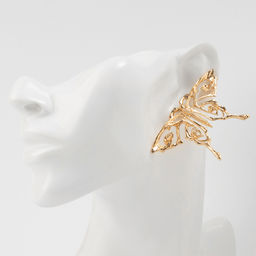 Серьги металл Бабочка ажурная, цвет золото - Qf фото 3