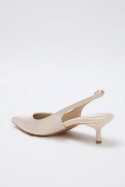 Bej Rugan Sivri Burun Kad?n 4 cm Kitten Topuklu Ayakkab? TAKSS25TO00005