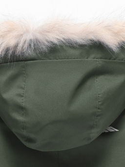 Парка зимняя подростковая для девочки с капюшоном и мехом темно-зеленого цвета 9536TZ - Valianly фото 12