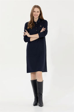 Женское темно-синее трикотажное платье с воротником-поло Неожиданная скидка в корзине - U.s. polo assn фото 4