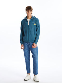 Kap??onlu Uzun Kollu Erkek Fermuarl? Sweatshirt