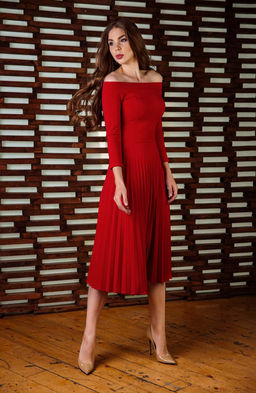 Платье с юбкой гофре красный - Donna saggia фото 2