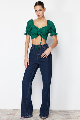 Yesil Buzgu Detayl? Crop Dokuma Bluz TWOSS24BZ00340 - Trendyolmilla фото 3