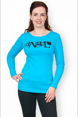 Кофта интерлок - пенье, принт Angel, бирюзовый (213-3) - Плиона фото 2