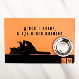 Цена за 2 шт. Коврик под миску «Довольный котик», 43х28 см