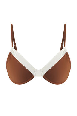 TRENDYOLMILLA Kahverengi Beyaz Seritli Balkonet Bikini Ustu TBESS25BU00063 фото 4