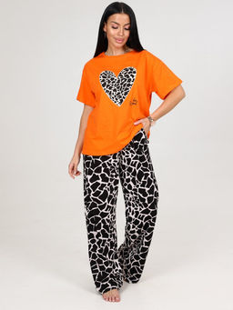 627 ДОМАШНИЙ КОСТЮМ ЖЕНСКИЙ (брюки) (Оранжевый/чёрный жираф) - А-дина фото 2