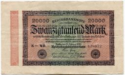 Банкнота 20000 марок 1923 года Германия