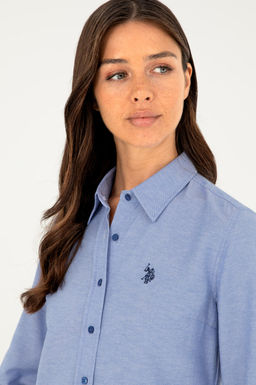 Рубашка женская U.S. Polo Assn Saks с длинным рукавом из хлопка с полиэстером  фото 9