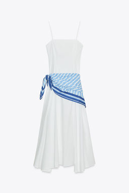 STRIPED SCARF MIDI DRESS - Zara фото 4