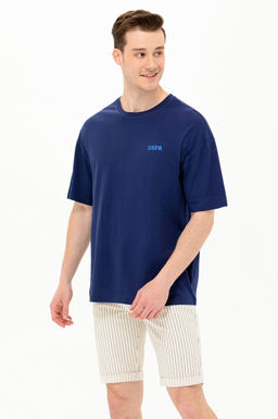 Erkek Lacivert Oversize Bisiklet Yaka Ti__rt