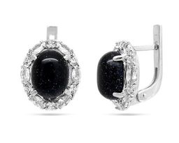 Серьги из серебра авантюрин, С1058