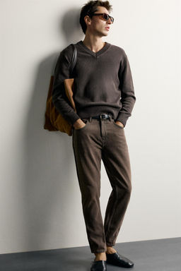 JEANS SLIM CROPPED FIT / Marr?n - Zara фото 5